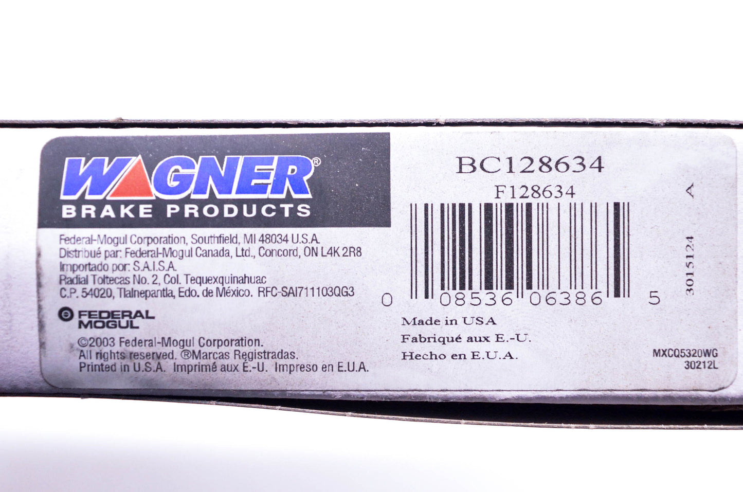 Wagner F128634, BC128634 Brake Cable Kit NOS