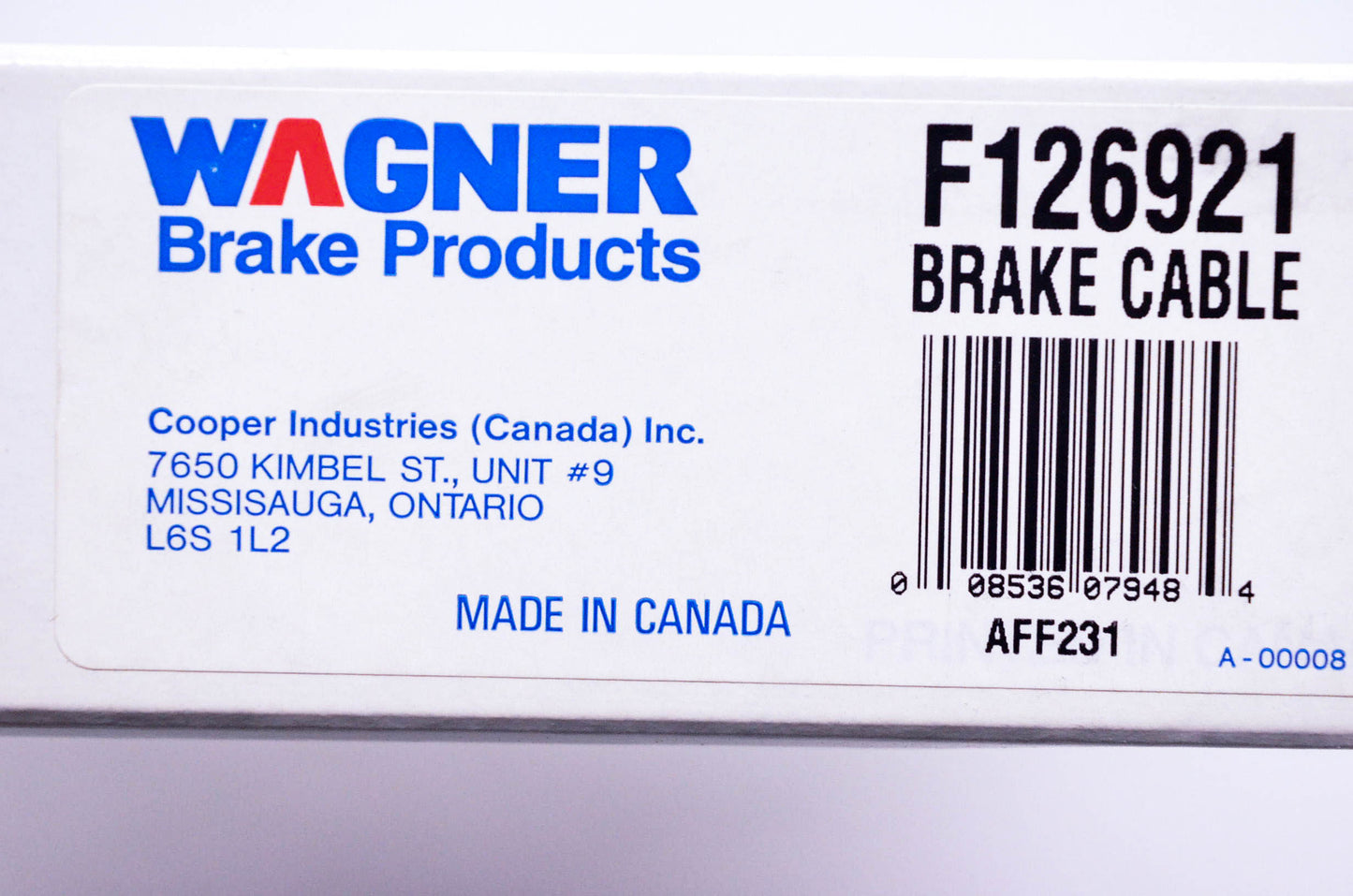 Wagner F126921 Brake Cable NOS