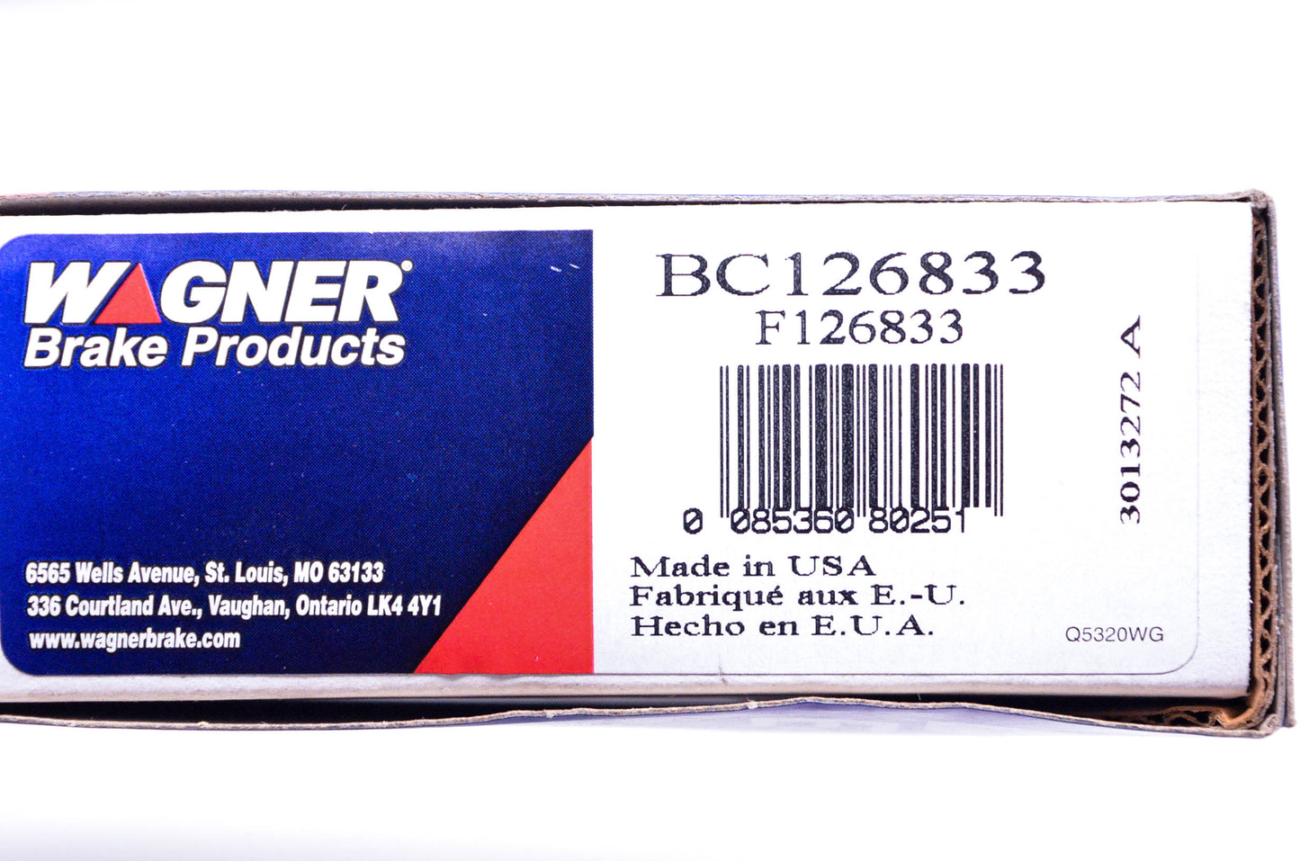 Wagner F126833, BC126833 Brake Cable NOS