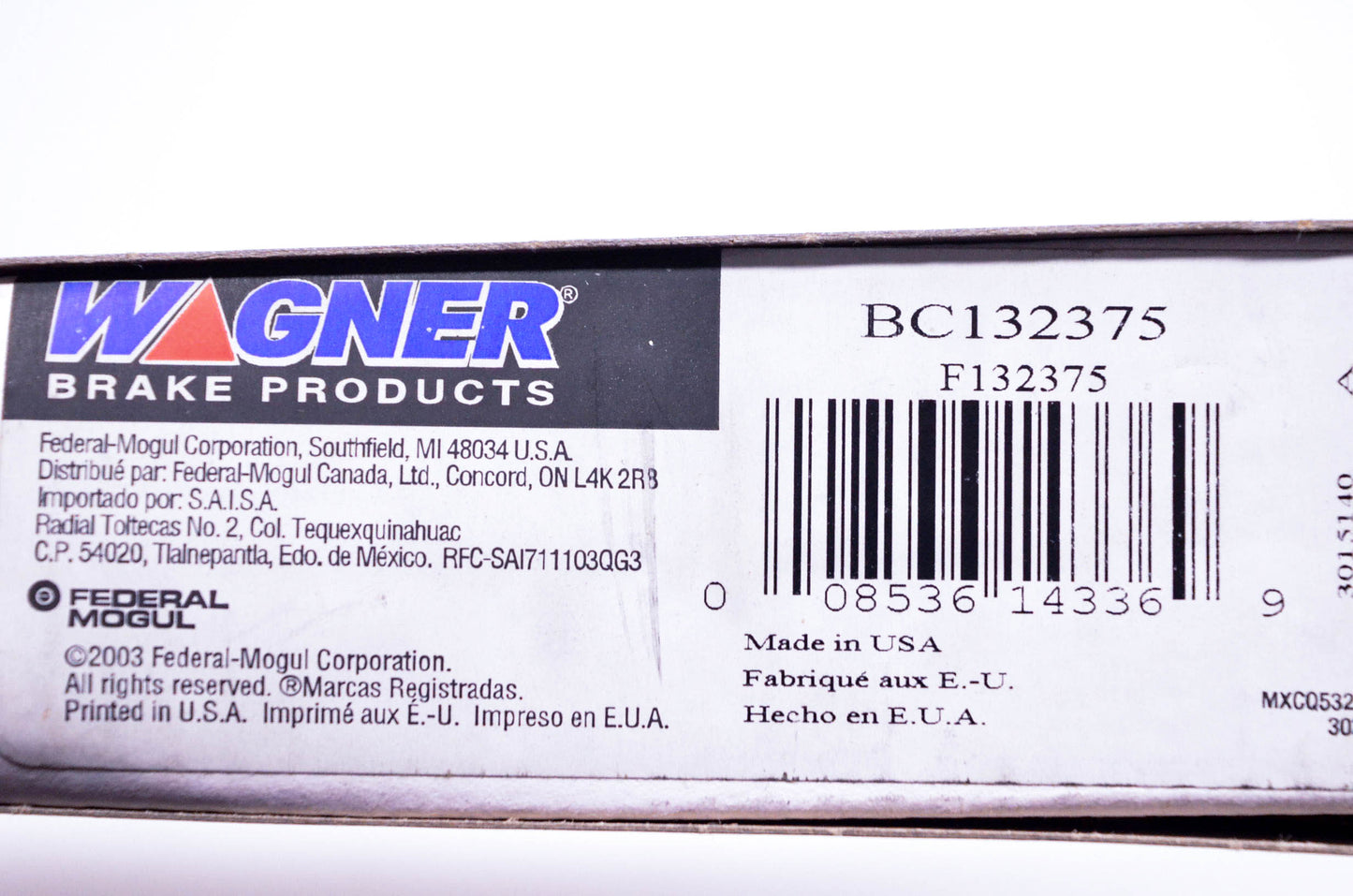 Wagner F132375, BC132375 Brake Cable NOS