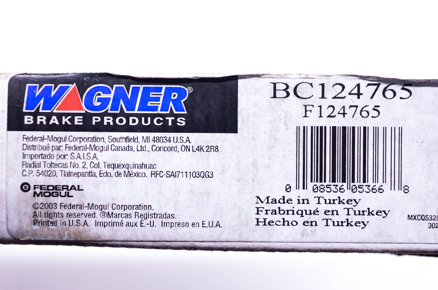 Wagner F124765, BC124765 Brake Cable NOS