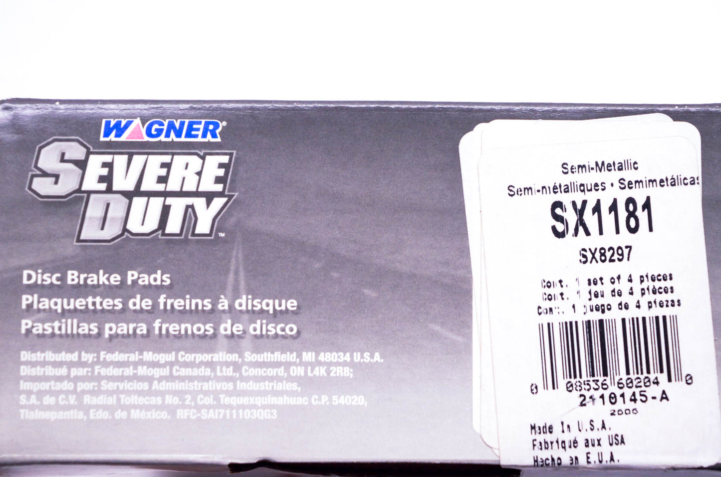 Wagner SX1181, SX8297 Disc Brake Pad Kit NOS