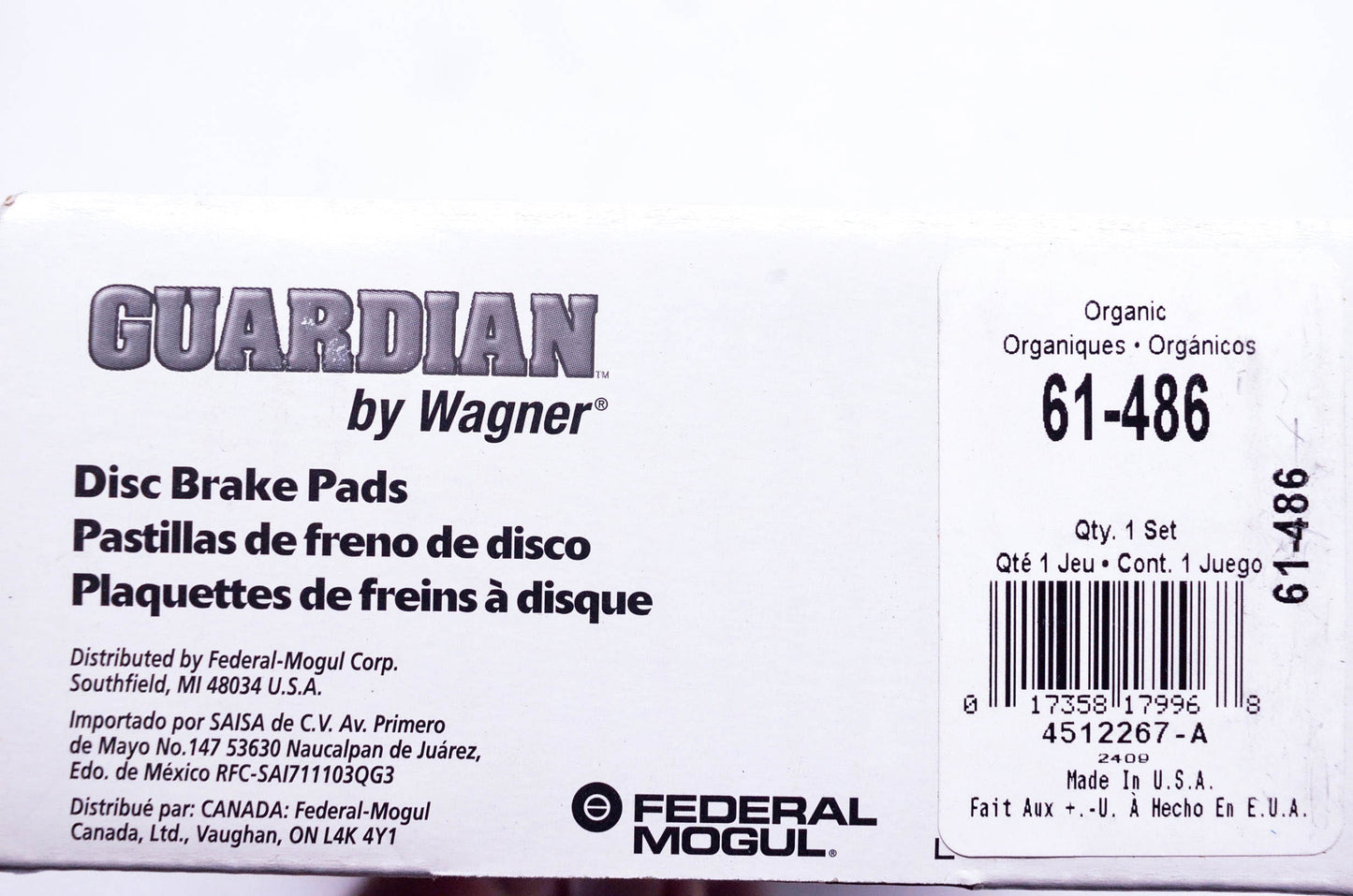 Wagner 61-486 Disc Brake Pad Kit NOS
