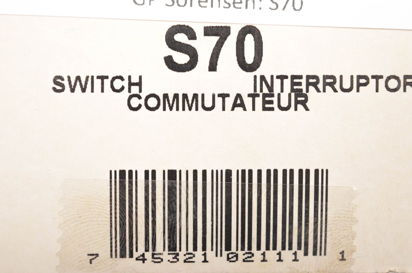 GP Sorensen S70 Switch NOS