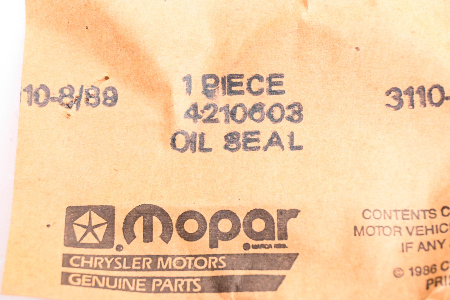 Mopar 04210603 Oil Seal NOS
