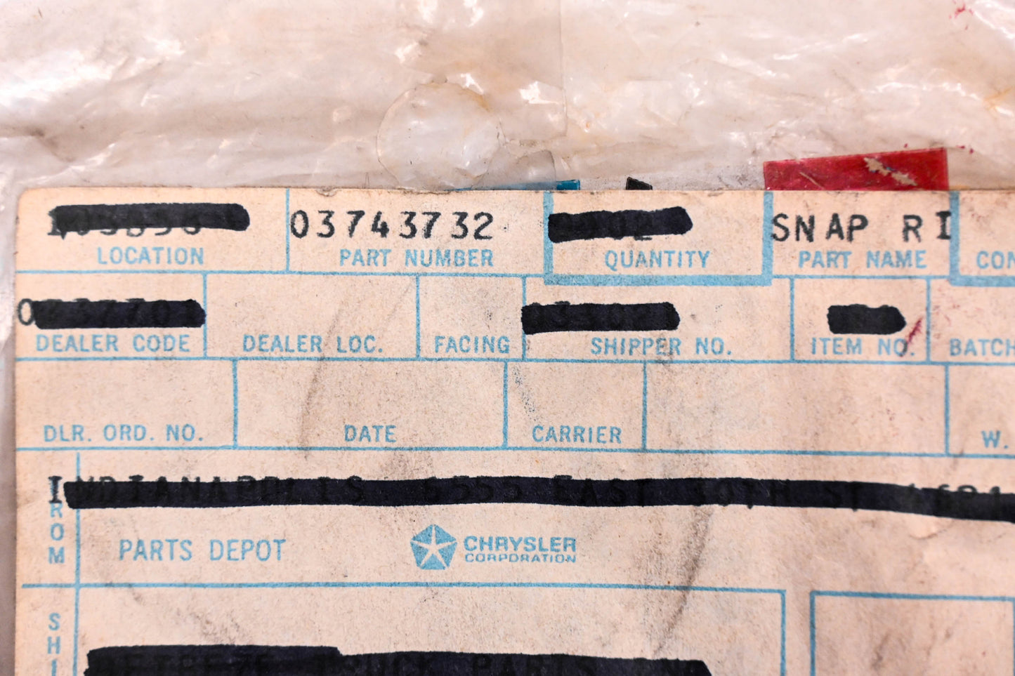 Mopar 03743732 Snap Ring NOS