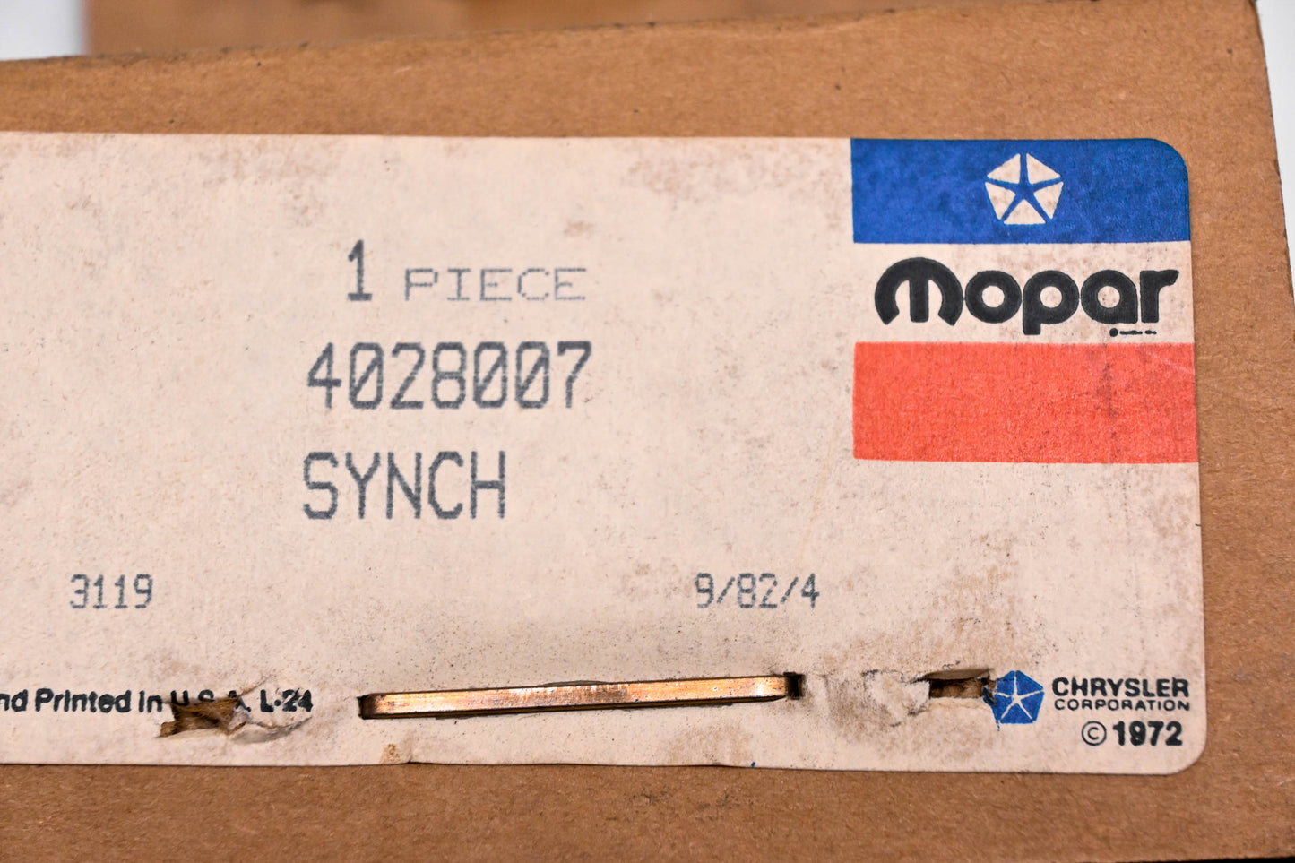 Mopar 4028007 A390 Synchro Gear Assembly NOS