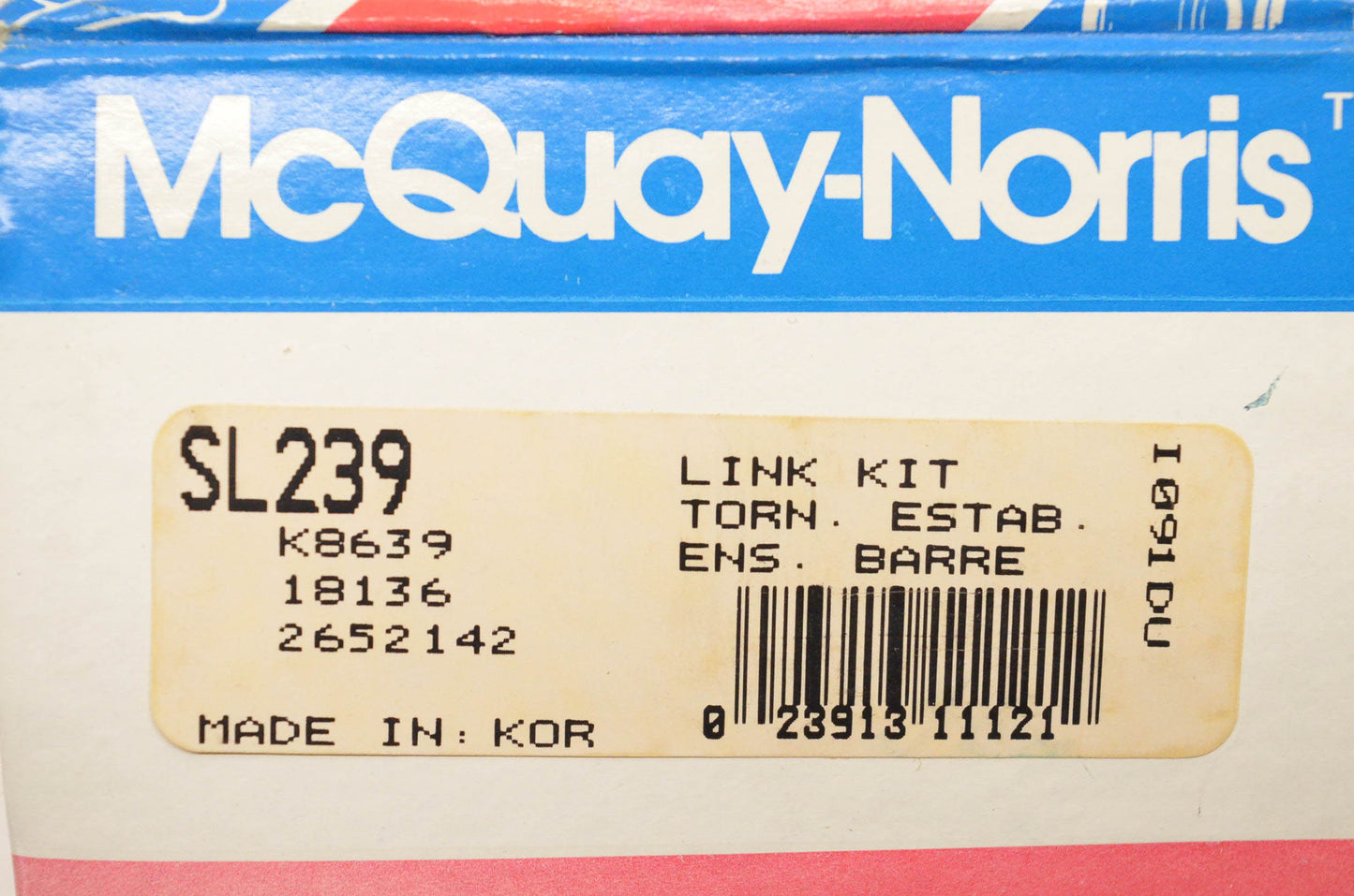 McQuay-Norris SL239, K8639, 2652142 Sway Bar Link Kit NOS