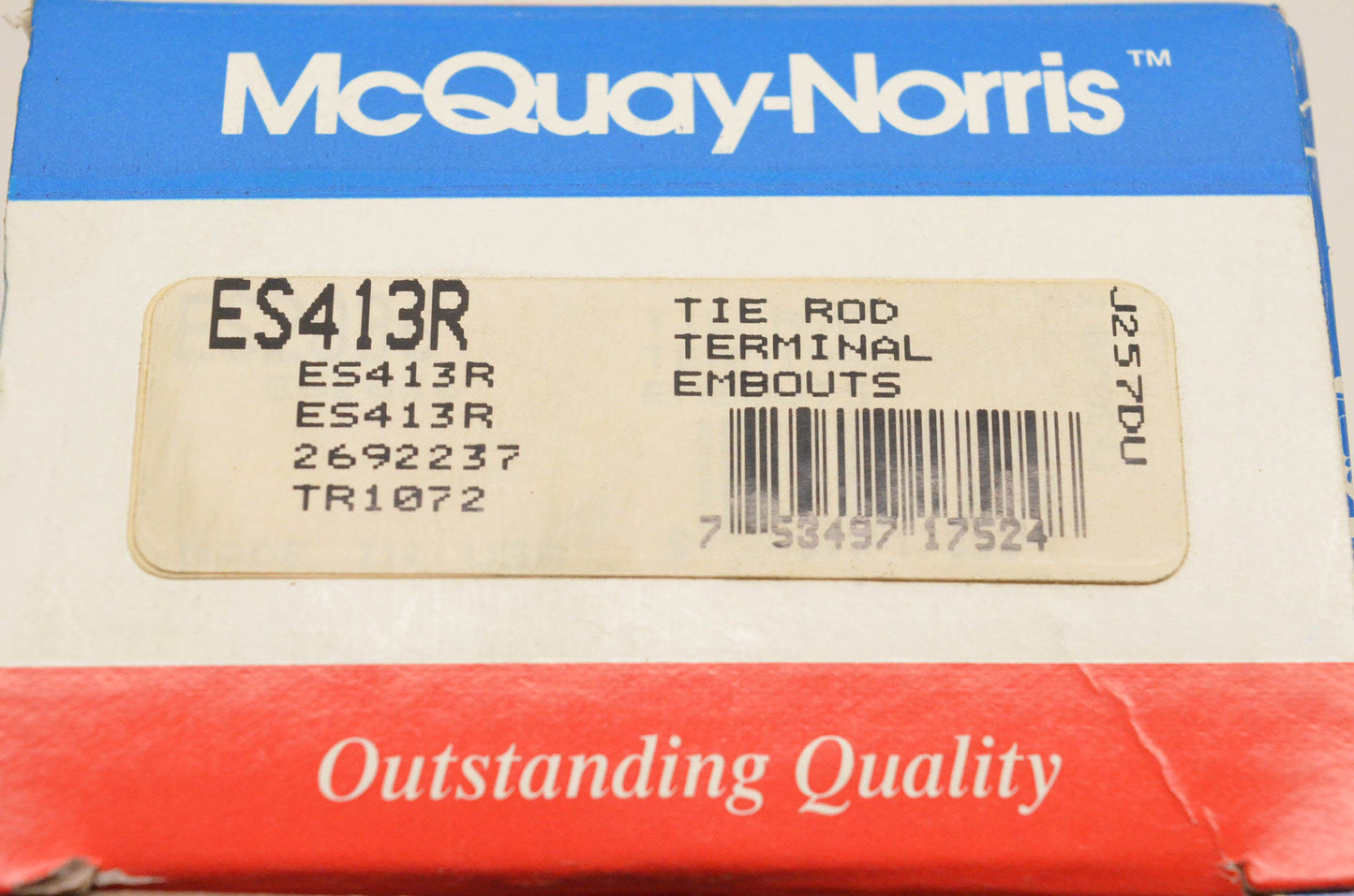 McQuay-Norris ES413R, 2692237, TR1072 Tie Rod Terminal Kit NOS