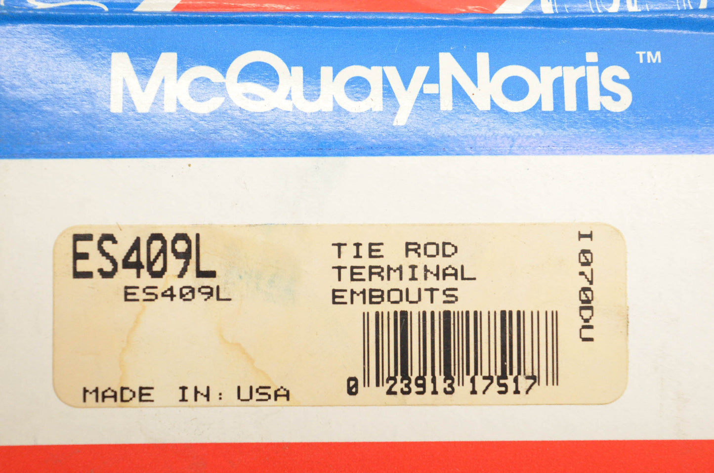 McQuay-Norris ES409L, 2692231, TR1069 Tie Rod Terminal Kit NOS