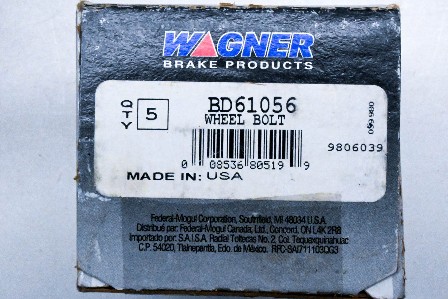 Wagner BC61056 Wheel Lug Studs Qty 5 NOS