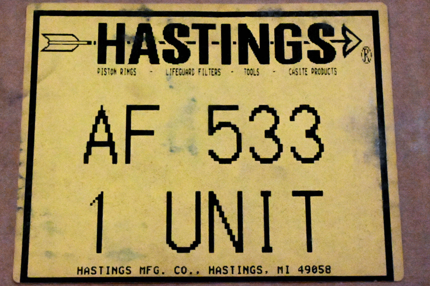 Hastings AF533 Air Filter NOS