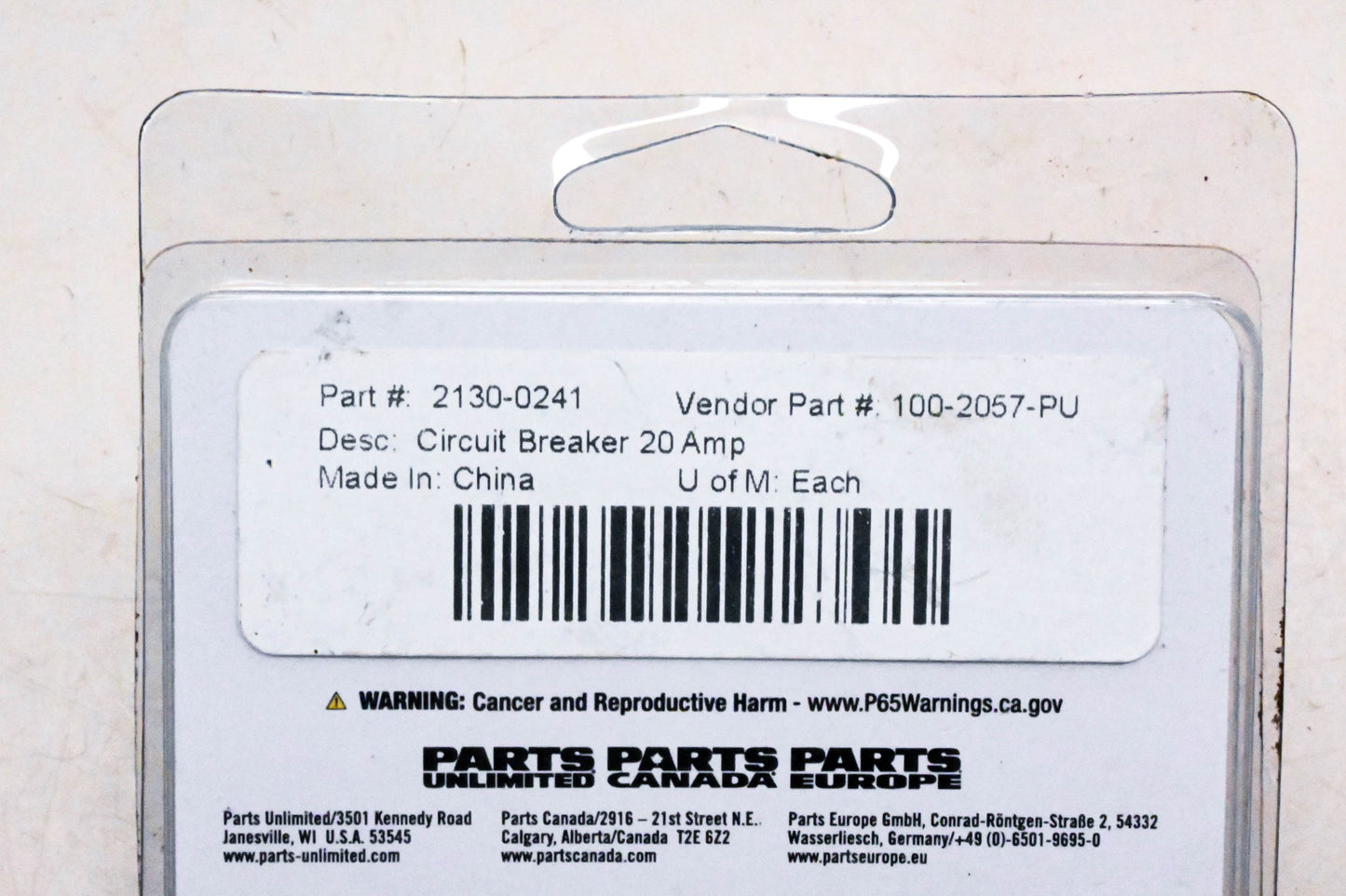 Moose Utilities Division 2130-0241 Circuit Breaker 20Amp NOS