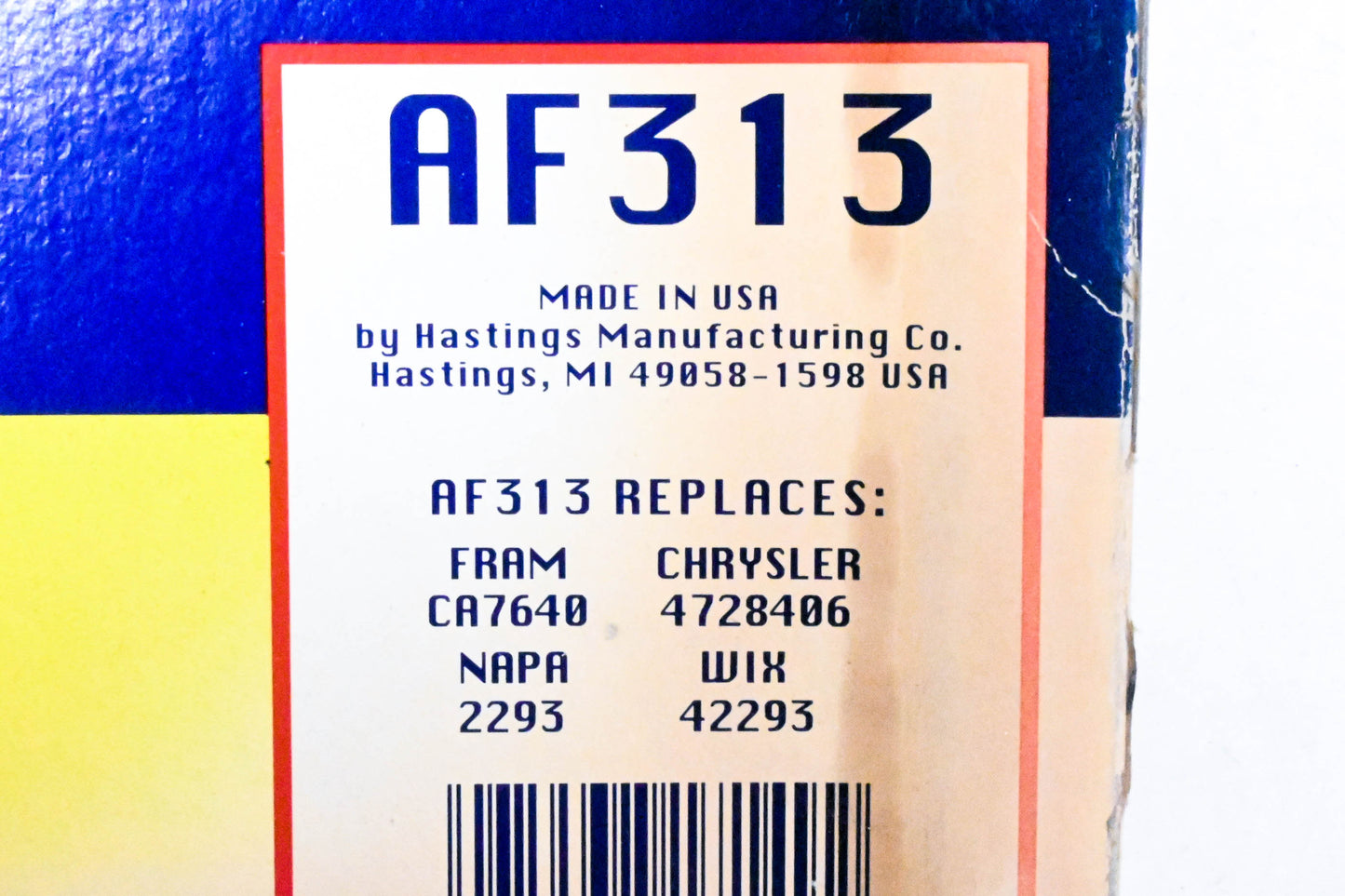 Hastings AF313 Air Filter NOS