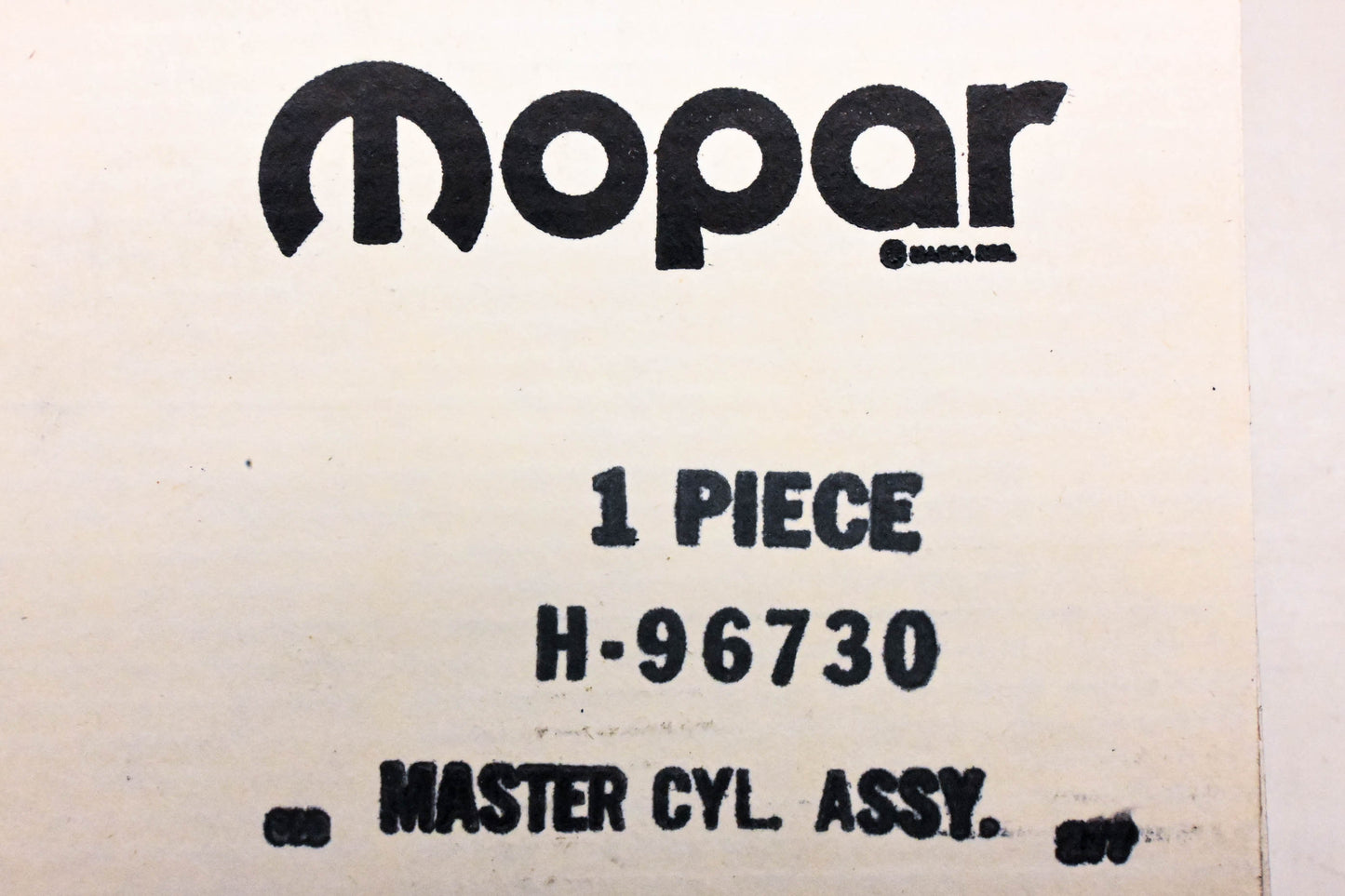 Mopar H96730, H-96730 Master Cylinder Assembly NOS