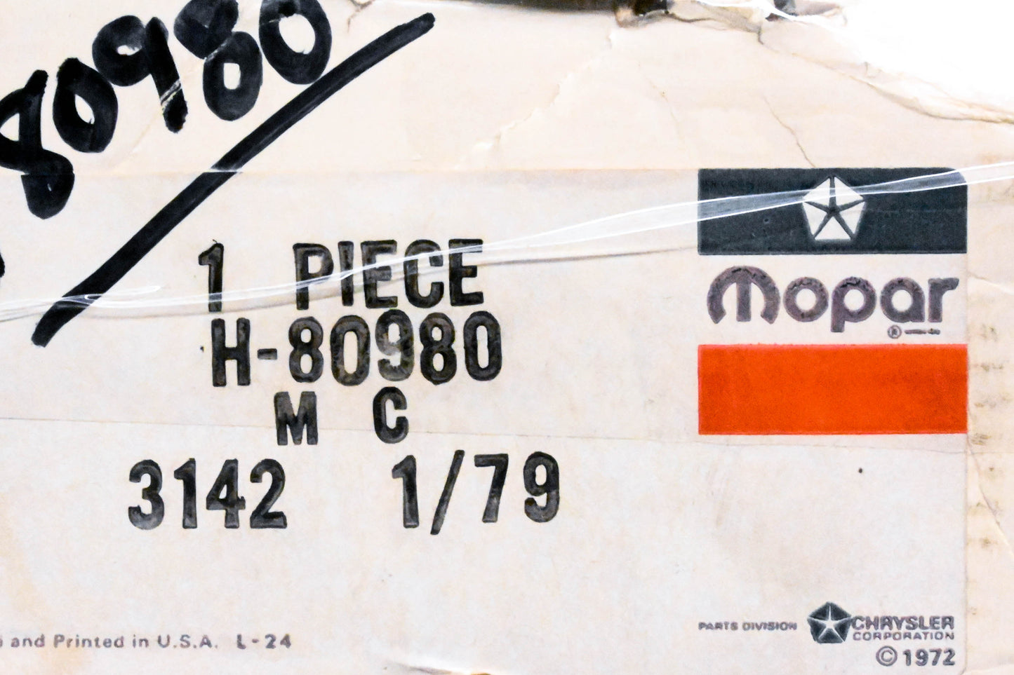 Mopar H80980, H-80980 Bendix Master Cylinder Assembly NOS