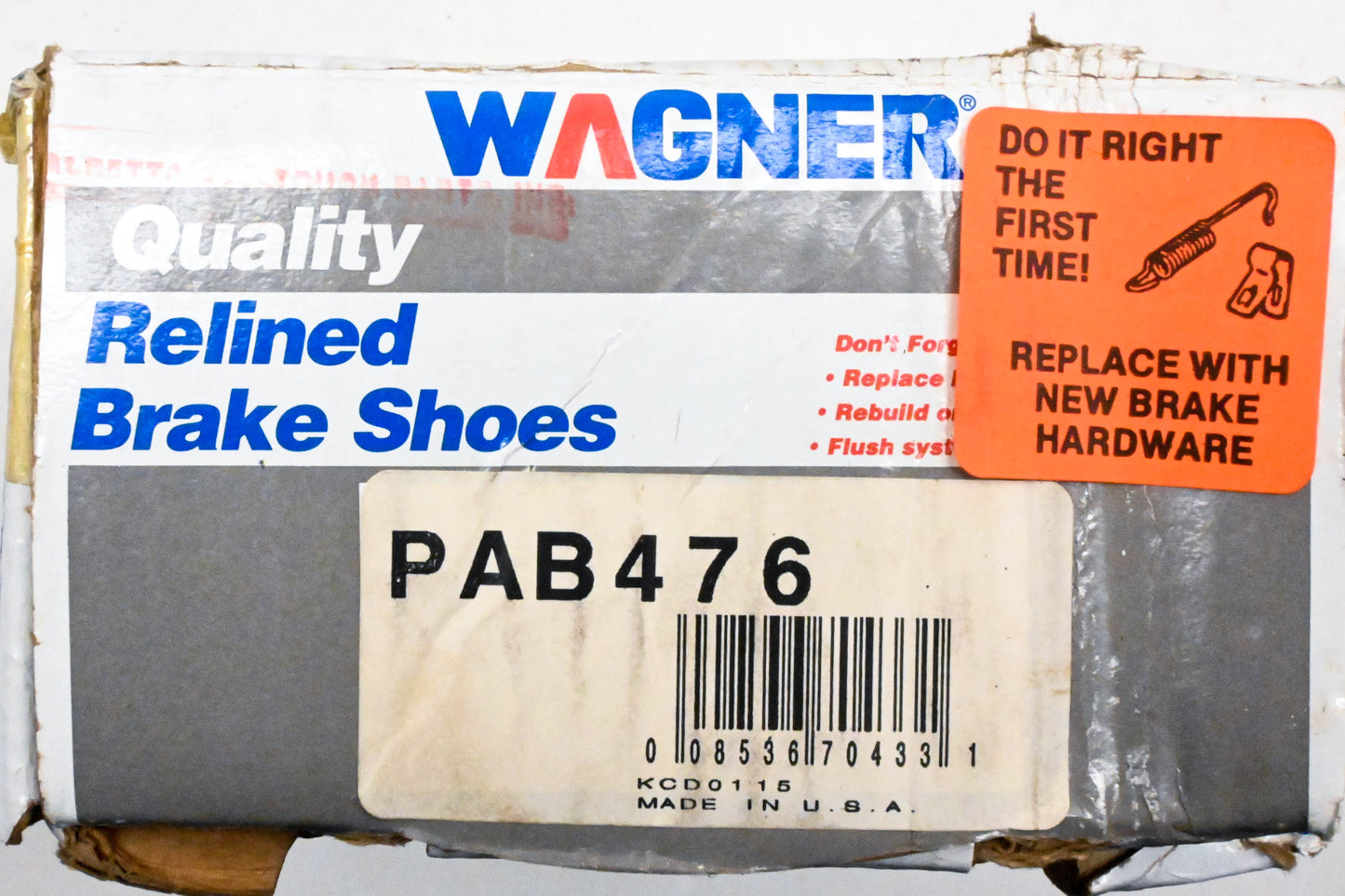 Wagner PAB476 Relined Brake Shoe Kit NOS