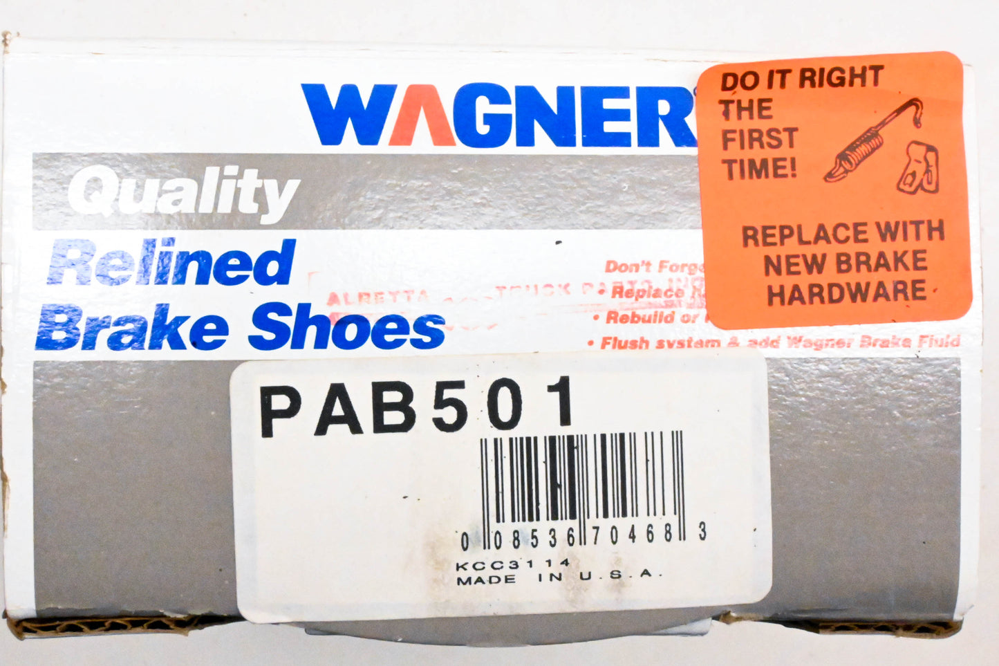 Wagner PAB501 Relined Brake Shoe Kit NOS
