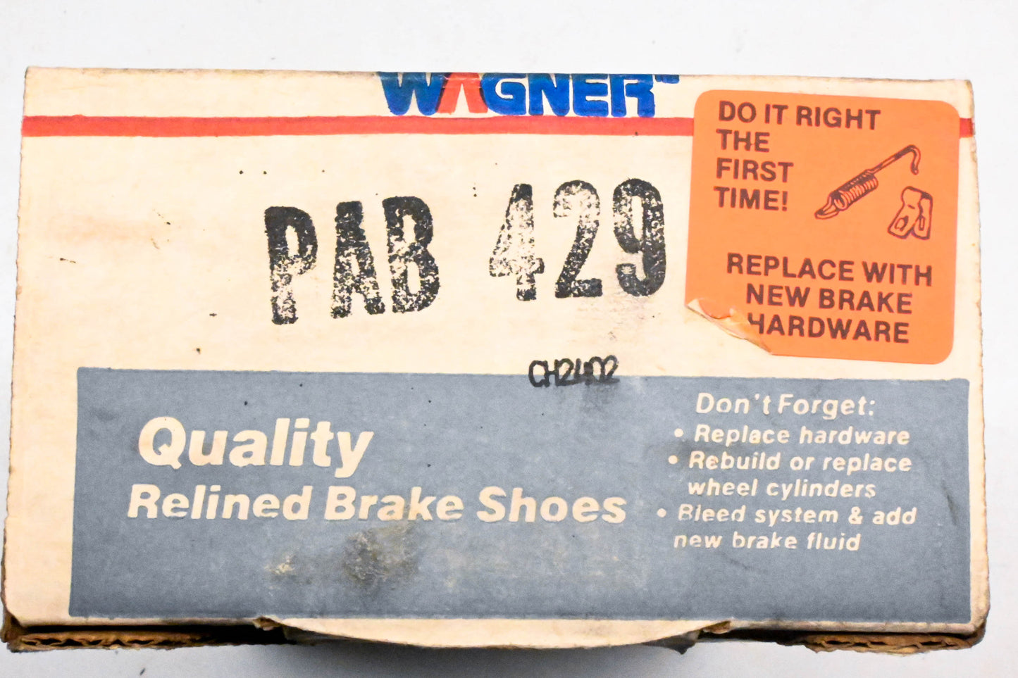 Wagner PAB429 Relined Brake Shoe Kit NOS