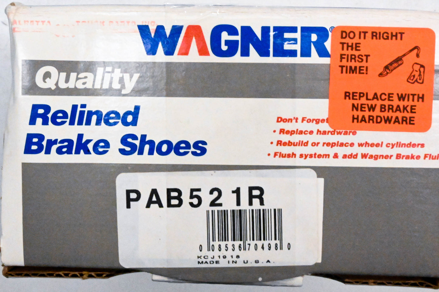 Wagner PAB521R Relined Brake Shoe Kit NOS