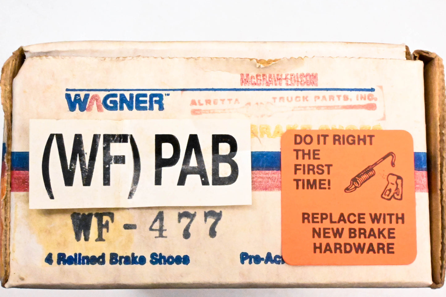Wagner PAB477 Relined Brake Shoe Kit NOS