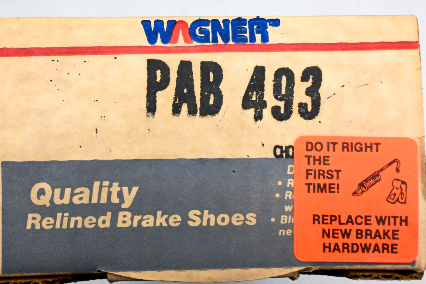 Wagner PAB493 Relined Brake Shoe Kit NOS