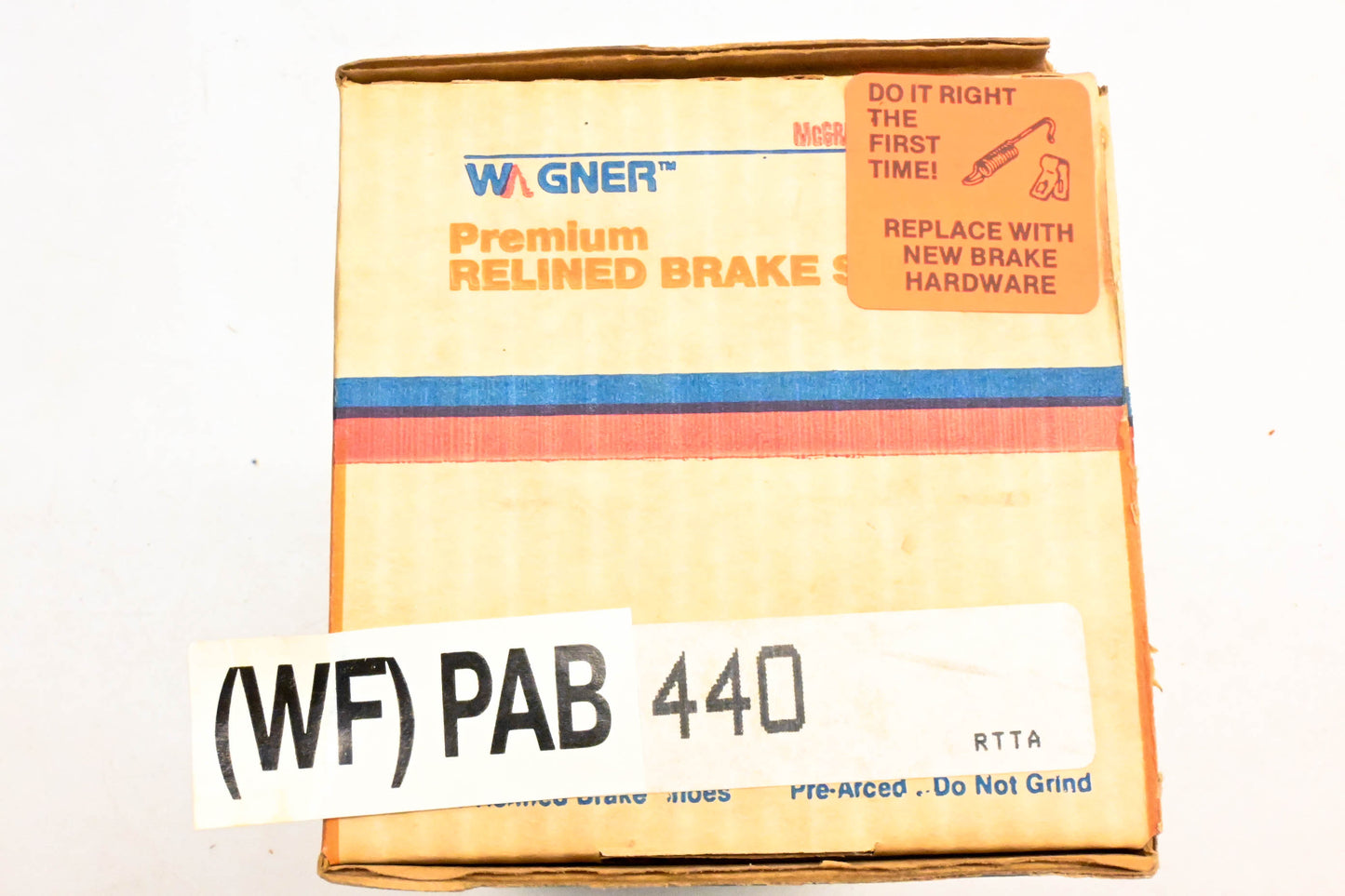 Wagner PAB440, WF440 Relined Brake Shoe Kit NOS
