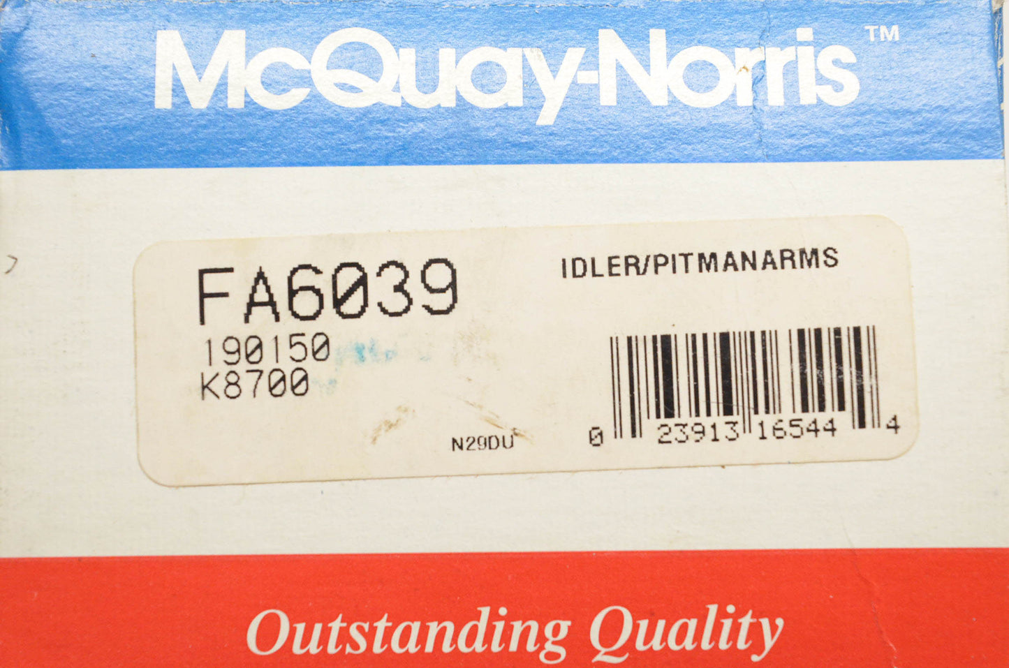 McQuay-Norris FA6039, 190150, K8700 Pitman Arms Idler Kit NOS