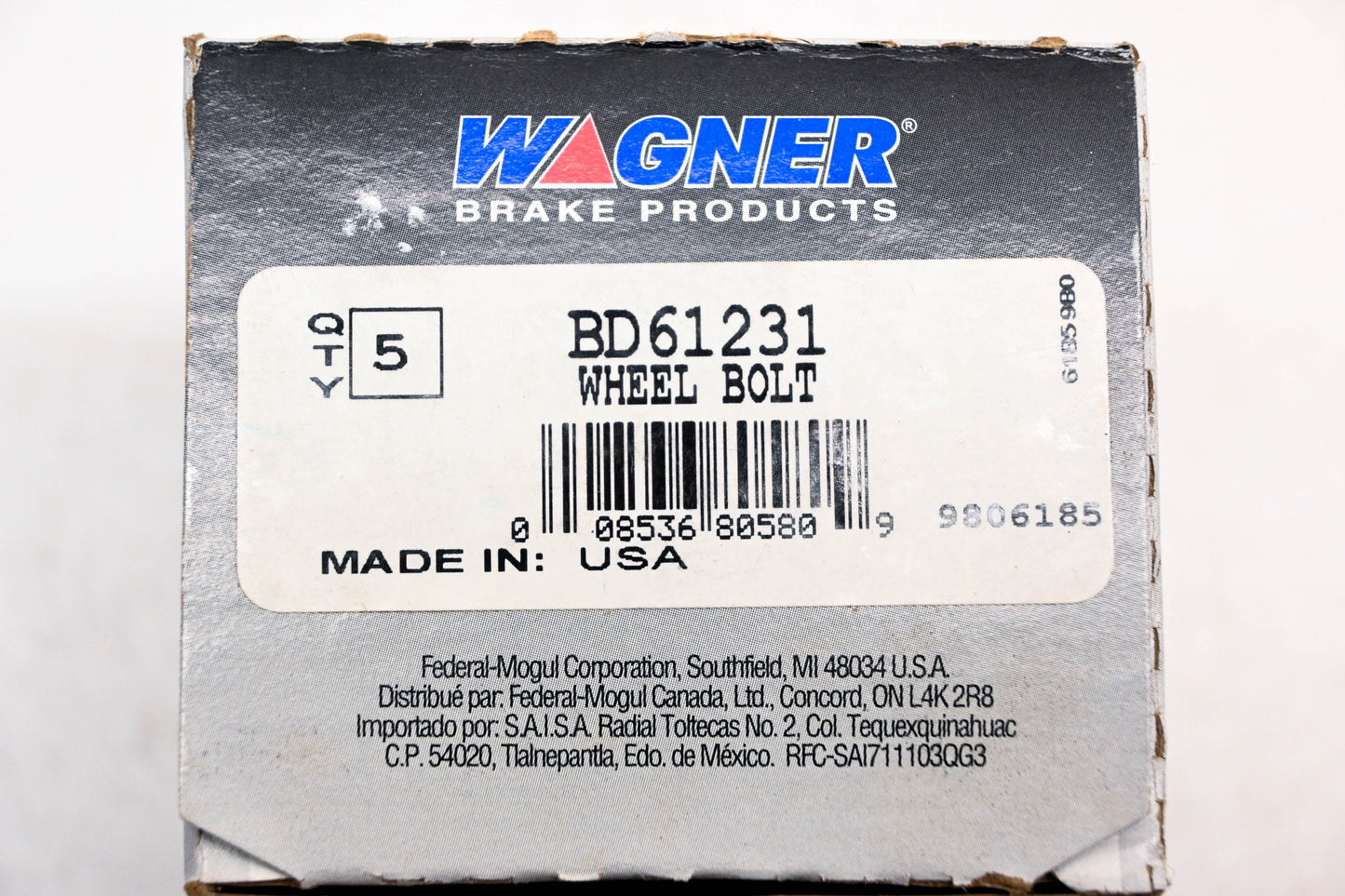 Wagner BD61231 Wheel Lug Bolts Qty 5 NOS