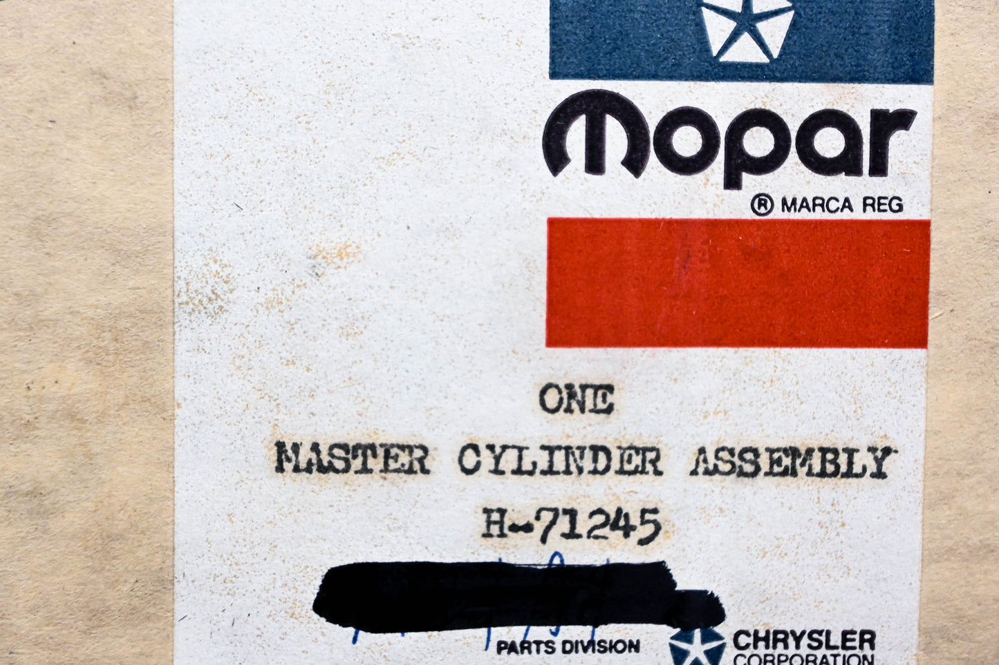 Mopar H71245, H-71245, 2227111 Master Cylinder Assembly NOS