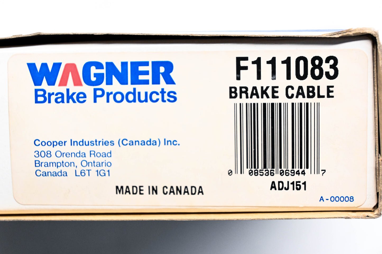 Wagner F111083 Parking Brake Cable Kit NOS