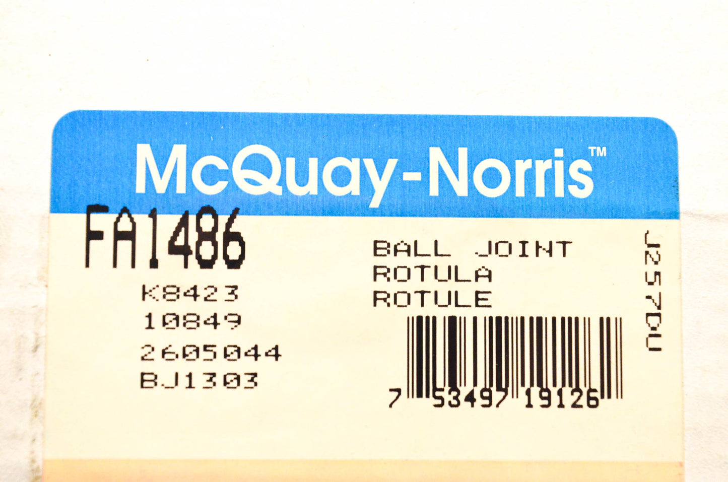 McQuay-Norris FA1486, K8423, 2605044 Suspension Ball Joint Kit NOS