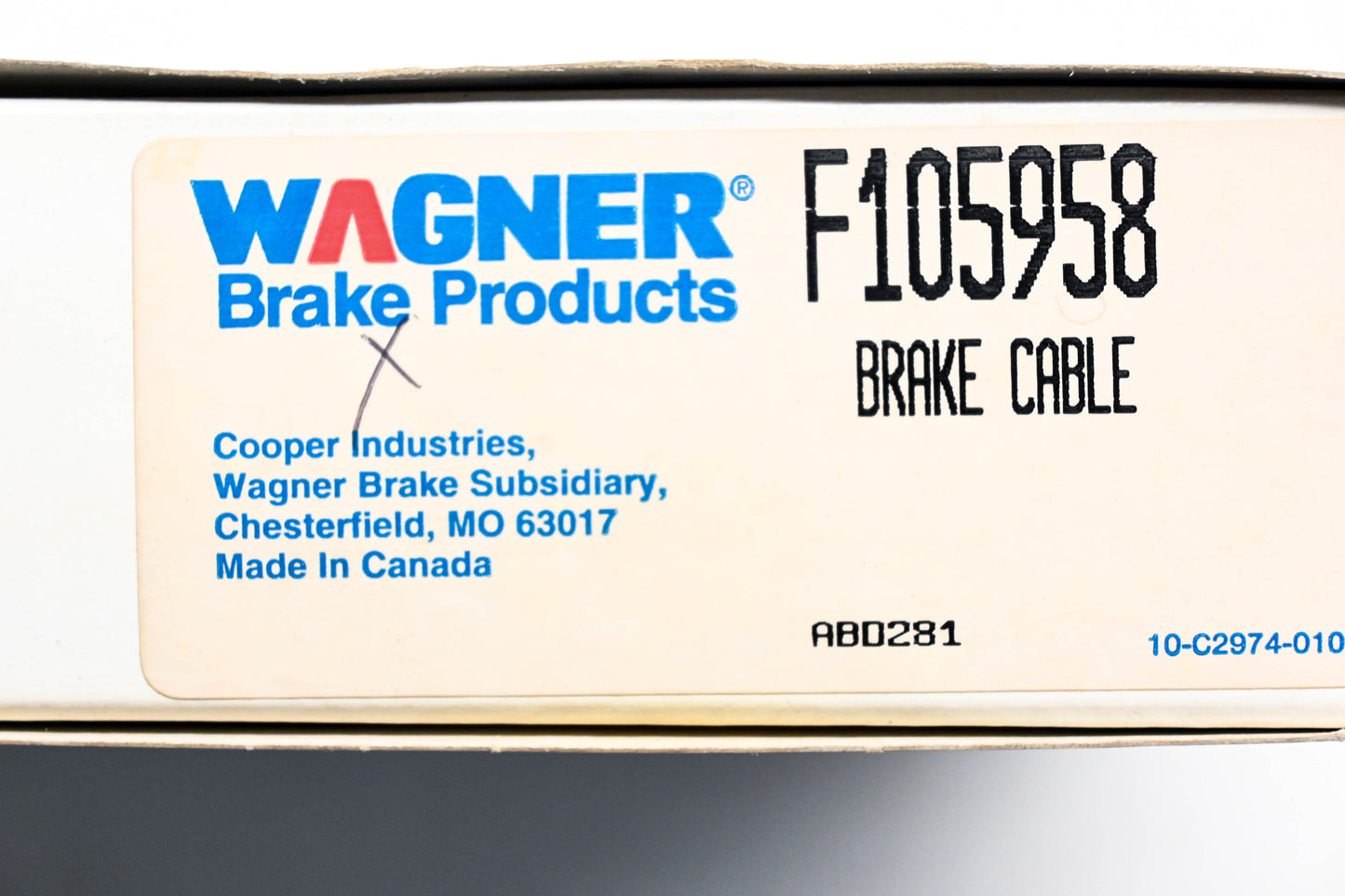 Wagner F105958 Parking Brake Cable Assembly NOS