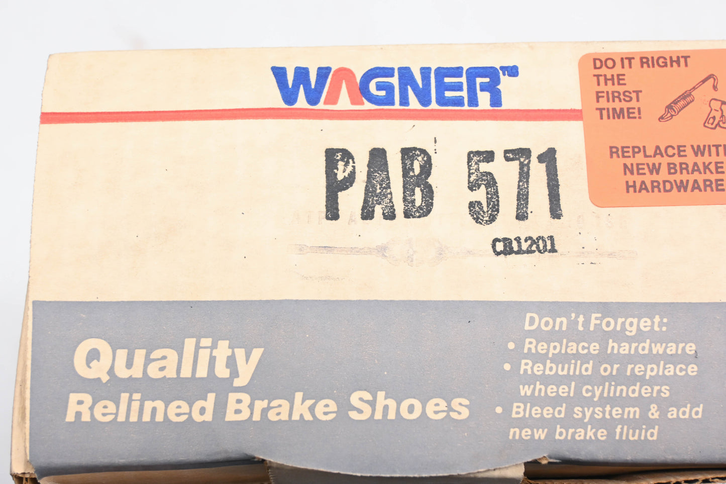 Wagner PAB571 Relined Brake Shoe Kit NOS