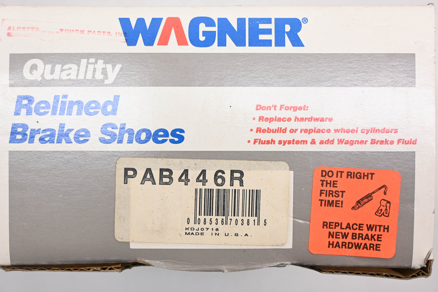 Wagner PAB446R Relined Brake Shoe Kit NOS