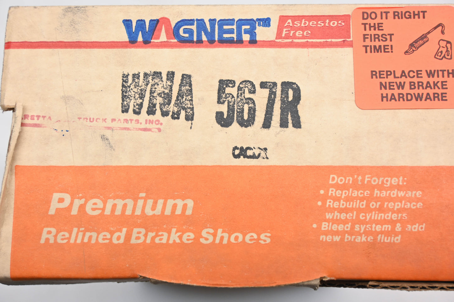 Wagner WNA567R Relined Brake Shoe Kit NOS