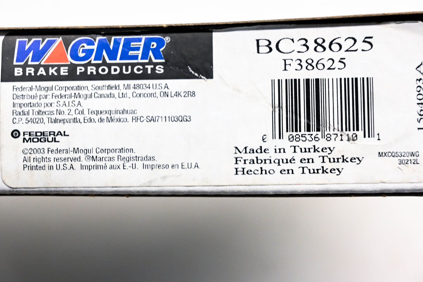 Wagner BC38625, F38625 Brake Cable NOS