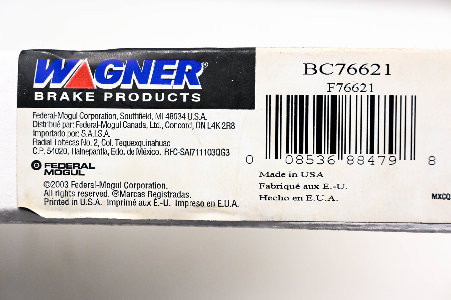 Wagner BC76621, F76621 Brake Cable NOS