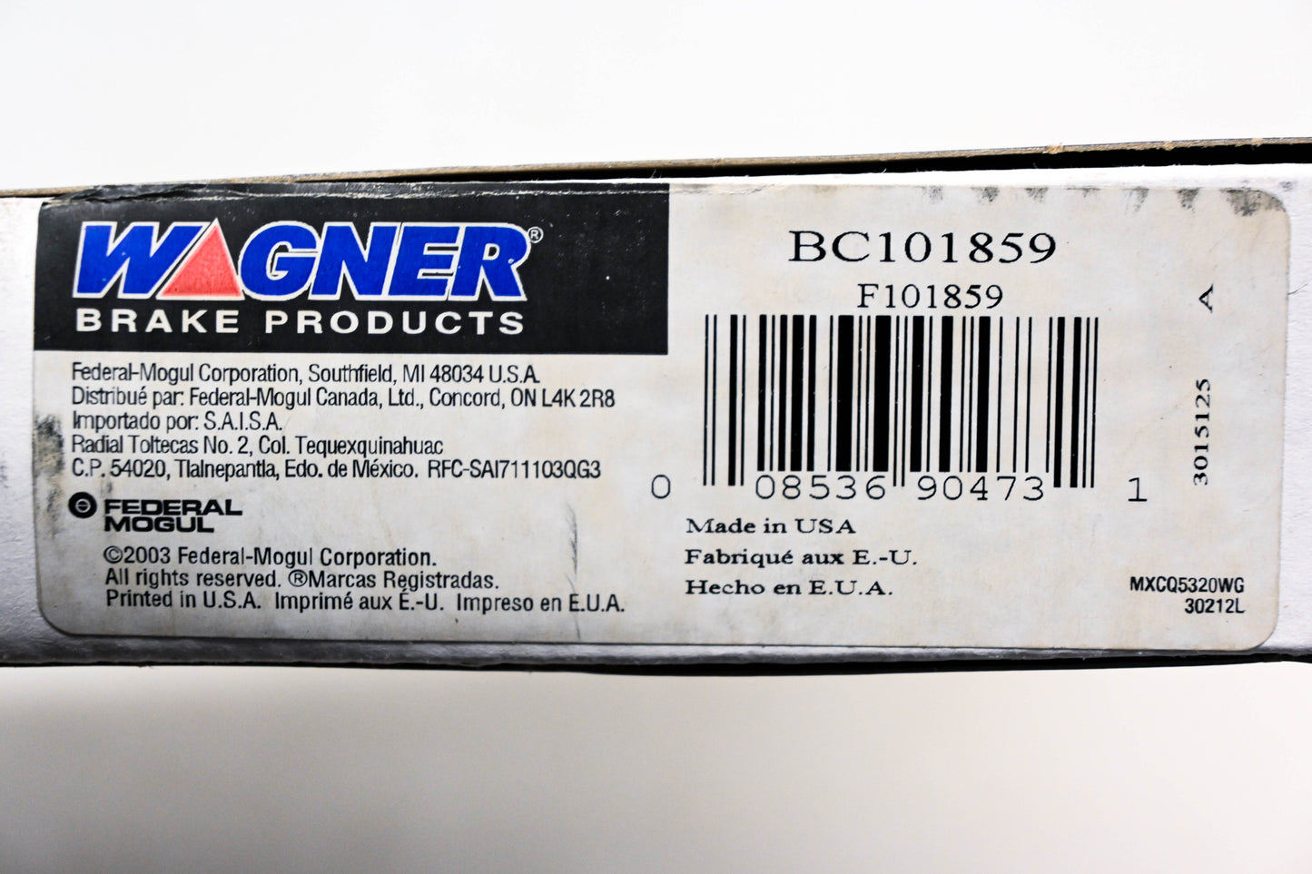 Wagner BC101859, F101859 Brake Cable NOS