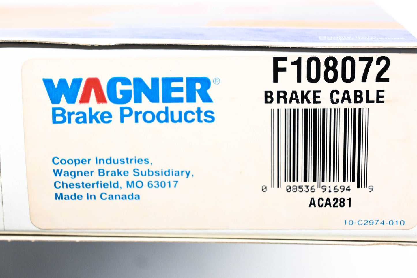 Wagner F108072 Parking Brake Cable Assembly NOS