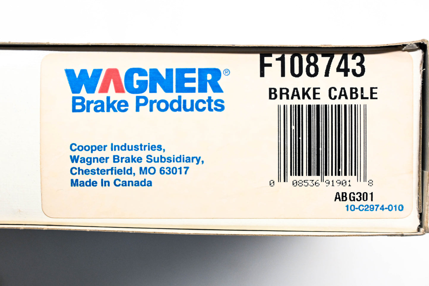 Wagner F108743 Parking Brake Cable NOS