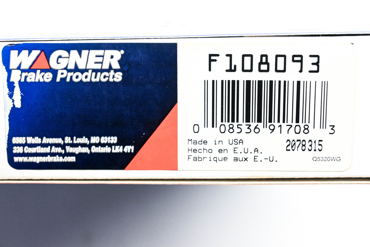 Wagner F108093 Parking Brake Cable Assembly NOS