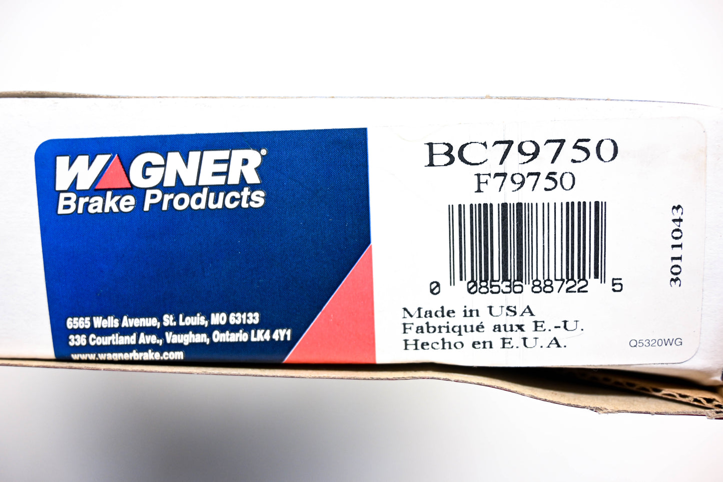 Wagner BC79750, F79750 Brake Cable Kit NOS