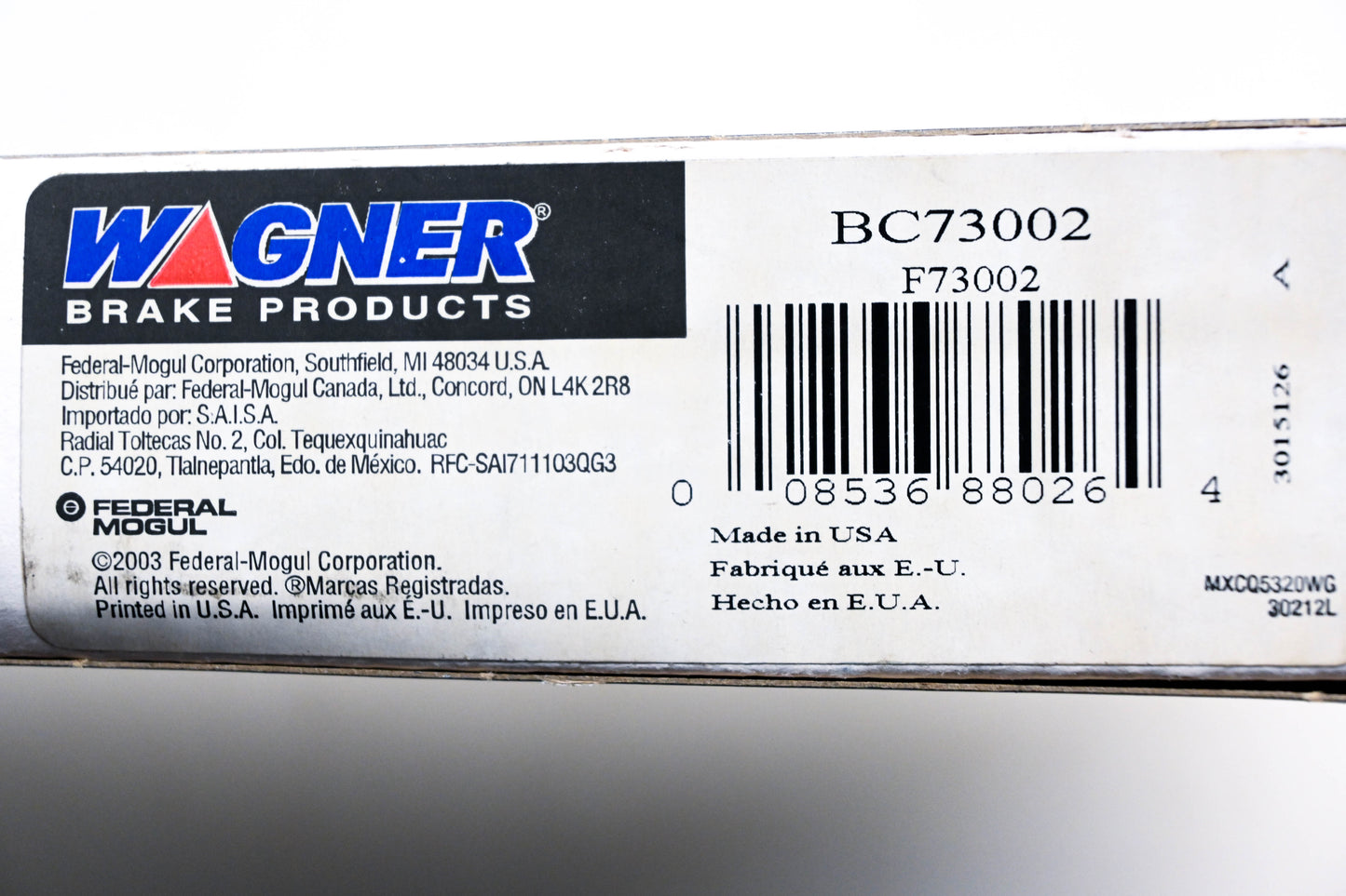 Wagner BC73002, F73002 Brake Cable Kit NOS