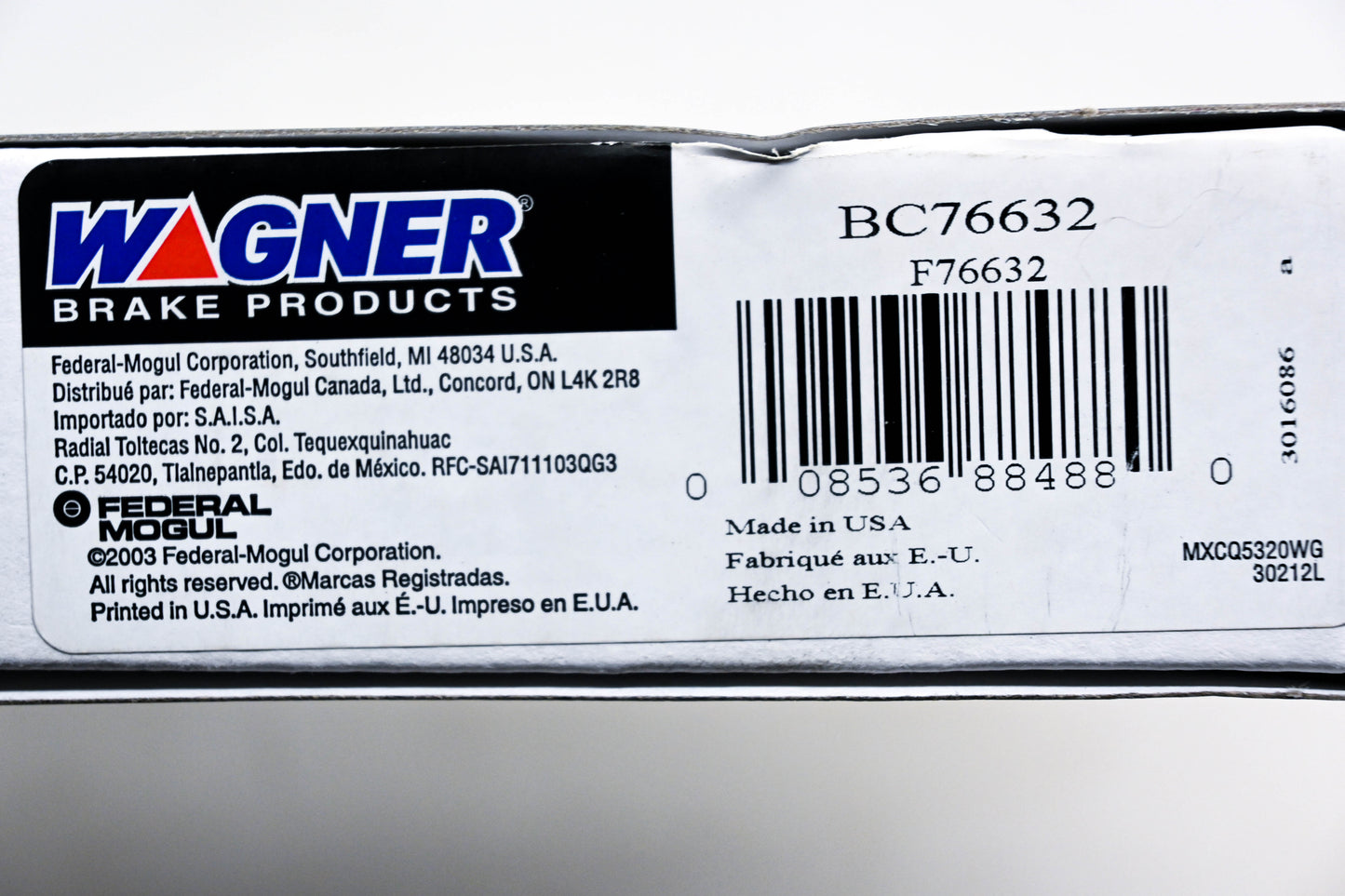 Wagner BC76632, F76632 Brake Cable NOS