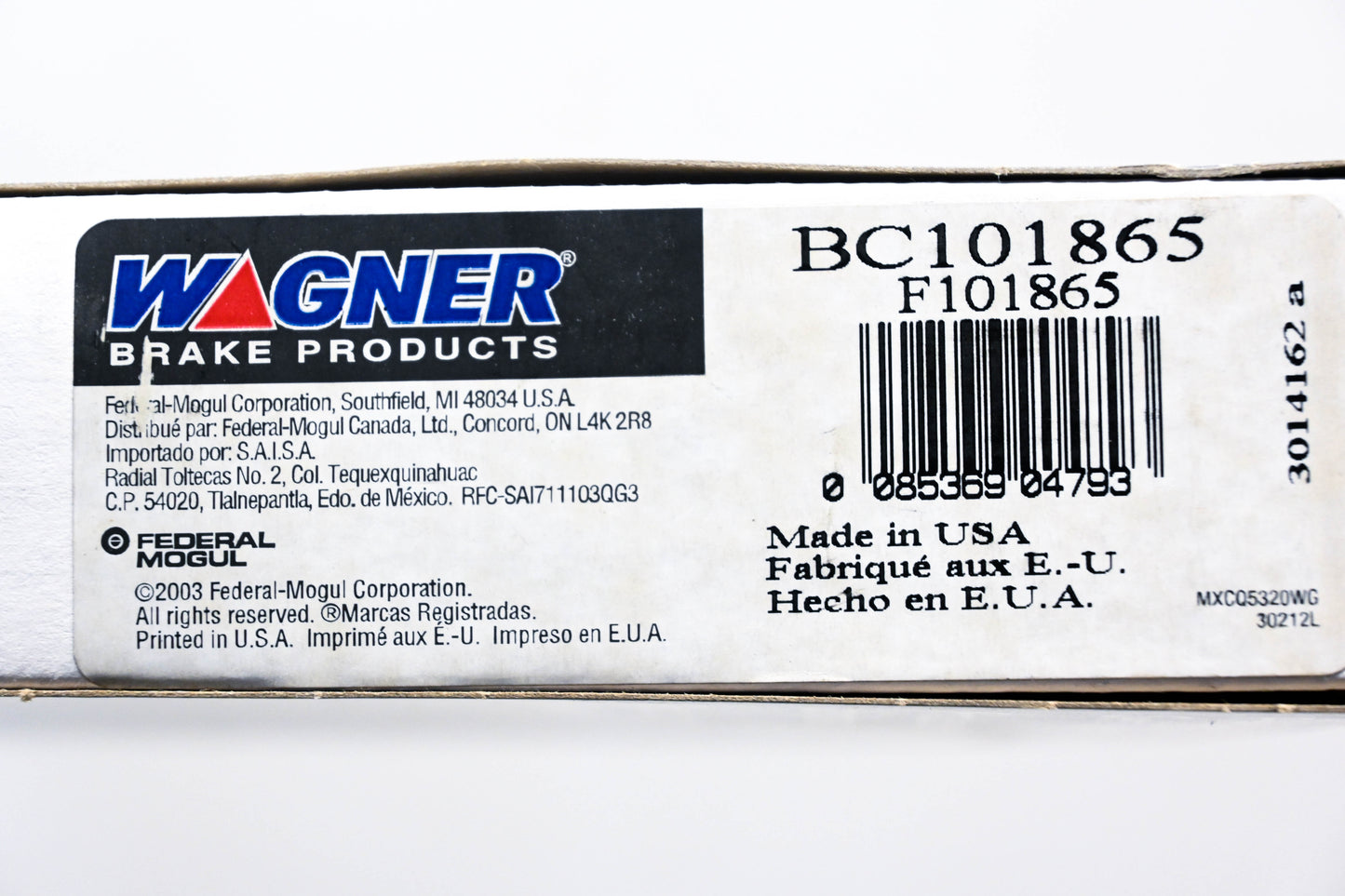 Wagner BC101865, F101865 Brake Cable NOS