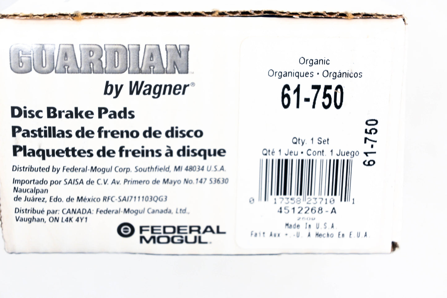 Wagner 61-750 Guardian Disc Brake Pad Kit NOS
