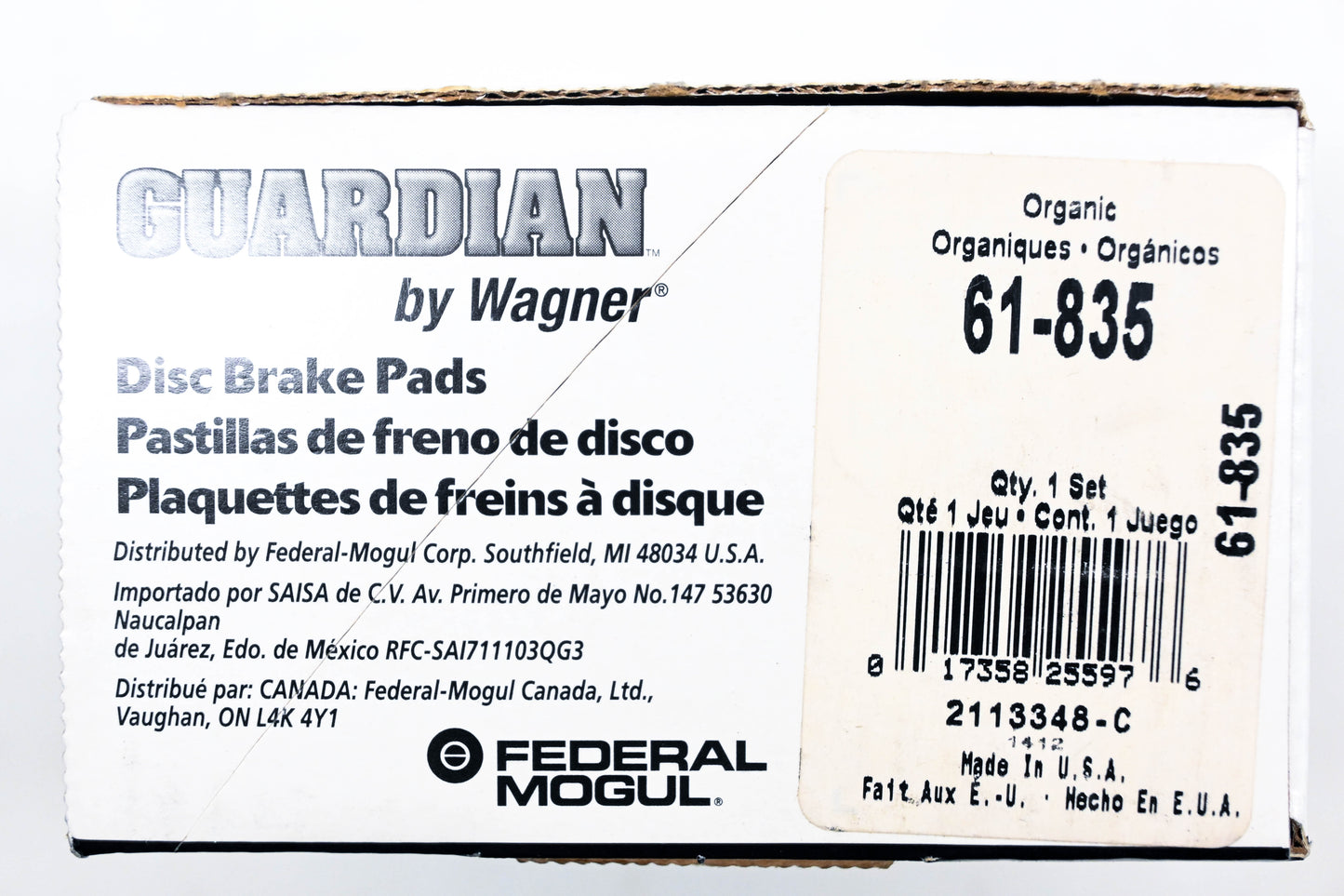 Wagner 61-835 Guardian Disc Brake Pad Kit NOS