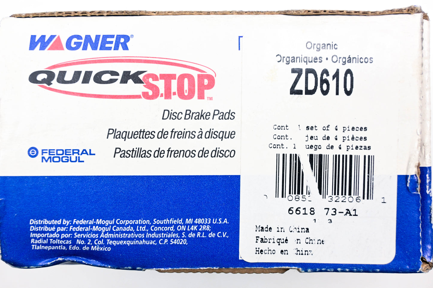 Wagner ZD610 Quick Stop Disc Brake Pad Kit NOS