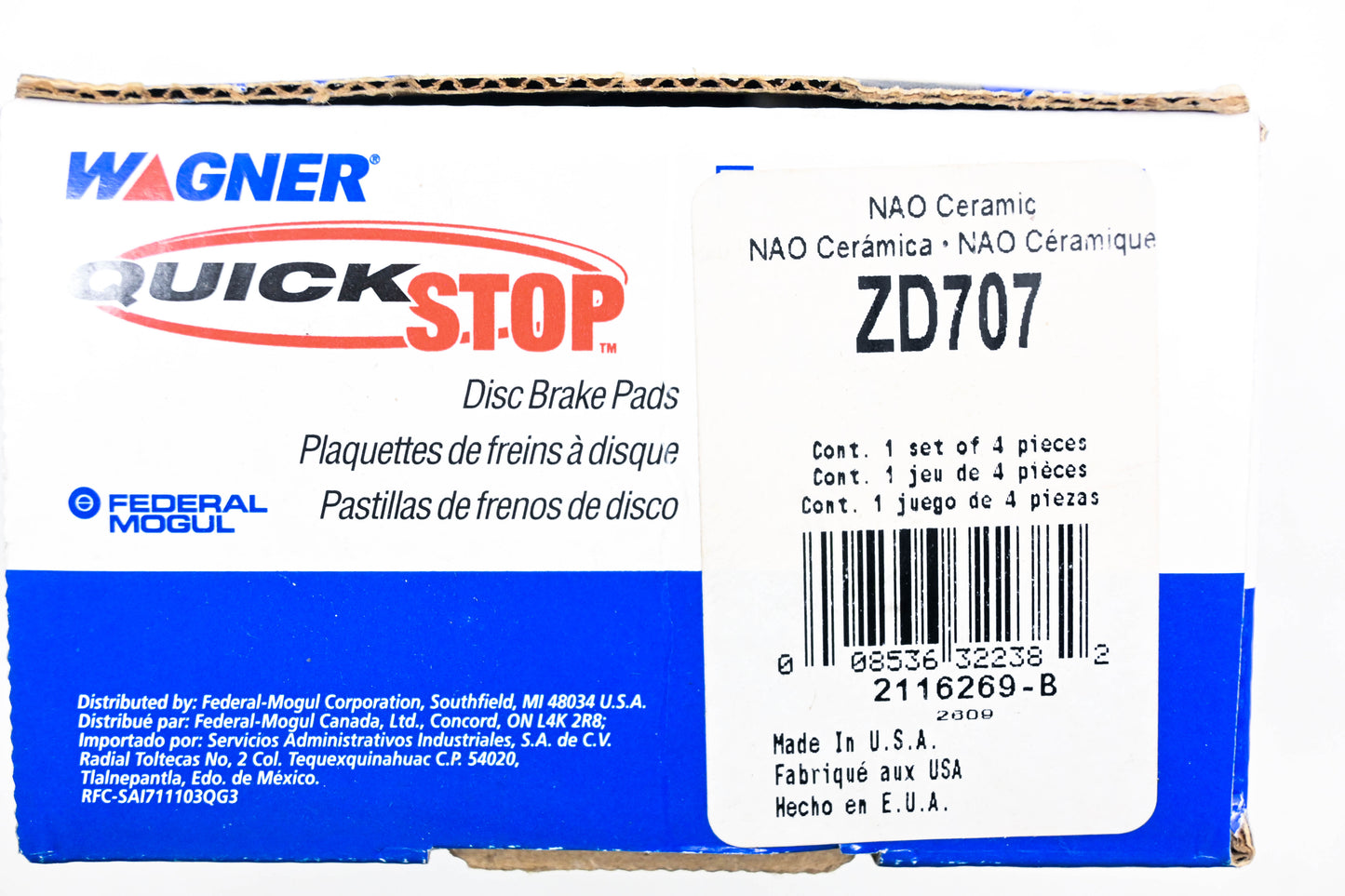 Wagner ZD707 Quick Stop Disc Brake Pad Kit NOS